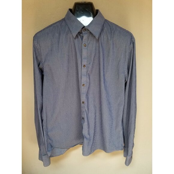 Armani Exchange Mens Blue Striped Button Down Shirt XL Roll Tab Long Sleeves - Picture 1 of 5